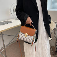 Bolso de Hombro de Lujo para Mujer Nuevo Diseño de Cuero PU Bolso Cruzado de Estilo Mensajero con Patrón a Cuadros para Mujer Bolso de Mano de Moda - details 3