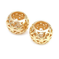 Cuentas de ojo de libélula de latón de Color dorado de 18K con patrón, cuentas espaciadoras de barril de bola redonda, fabricación de joyería, accesorios de pulseras Diy - details 25