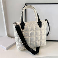 Bolso de hombro cruzado acolchado de algodón para mujer y niña, bolsa de mensajero de gran capacidad, a la moda, Color sólido - details 17