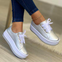 Women Sports Shoes Lady Vulcanized Shoes Outdoor Platform Shoes Female Casual PU Fashion Sneakers Women Wedge Flats - details 4