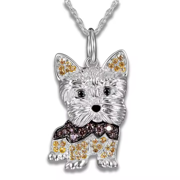 Collar de Cachorro de Terrier Yorkshire para Mujeres y Niñas Joyería de Perro Bonito Conjunto de Regalos para Amantes de los Perros - 1