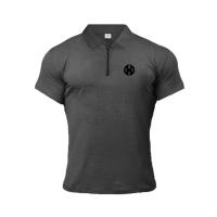 England style  Men Polo Shirt Zip Polo Tees Fashion  Cotton Fitness Polo T-Shirt  Brand Short Sleeve Gym Bodybuilding Clothing - details 14