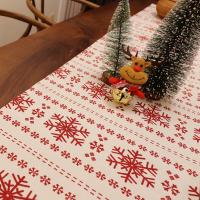 Camino de mesa navideño, decoración de Mantel para el hogar, copo de nieve rojo, muñeco de nieve para fiesta de Navidad, 1 unidad - details 9