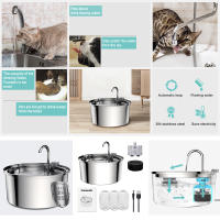 Fuente de agua inteligente para gatos, bebedero automático de acero inoxidable, dispensador de agua para mascotas - details 7