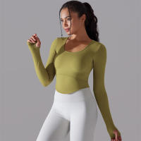 Camiseta de Yoga Sin Costuras para Mujer Deporte Top Largo Manga Larga Ropa de Gimnasio Camiseta de Correr para Entrenamiento Activo Vestimenta Ajustada Material Exterior Poliéster Temporada Primavera/Verano - details 46