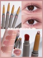 Barra de sombra de ojos sedosa de doble punta, lápiz de sombra de ojos desnudo mate con brillo rosa y marrón, con sombra de ojos, cepillo de tinte Halo dos en uno - details 0