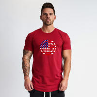 Gym Sport T Shirt Summer Brearhable Absorb Sweat Cotton Shirt Men Workout Fitness Tops Man Casual Fashion Short Sleeve Print Top - details 8