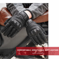 Guantes de Motocicleta de Cuero Vintage MJMOTO Certificados CE, Impermeables, Transpirables, Cómodos con Pantalla Táctil Tallas M-L-XL-XXL - details 12