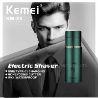 Kemei-Mini afeitadora eléctrica de viaje para hombre, TYPE-C, recargable, lavable, pequeña, portátil, recortadora de barba Original, uso seco y húmedo - details 3