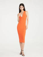 Deep V-neck sleeveless knitted vest dress for women's retro elastic slim fit solid color buttocks wrapped mid length skirt in summer - details 3