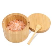 Caja de condimentos de bambú con cuchara, cubierta giratoria, olla de condimentos de bambú, succión magnética, caja de sal de celda única - details 9