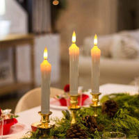 6 velas cónicas LED sin llama con control remoto, candelabros falsos de marfil de 6,1 pulgadas, vela de ventana sin goteo con pilas con llama parpadeante 3D para chimenea Navidad Halloween - details 2