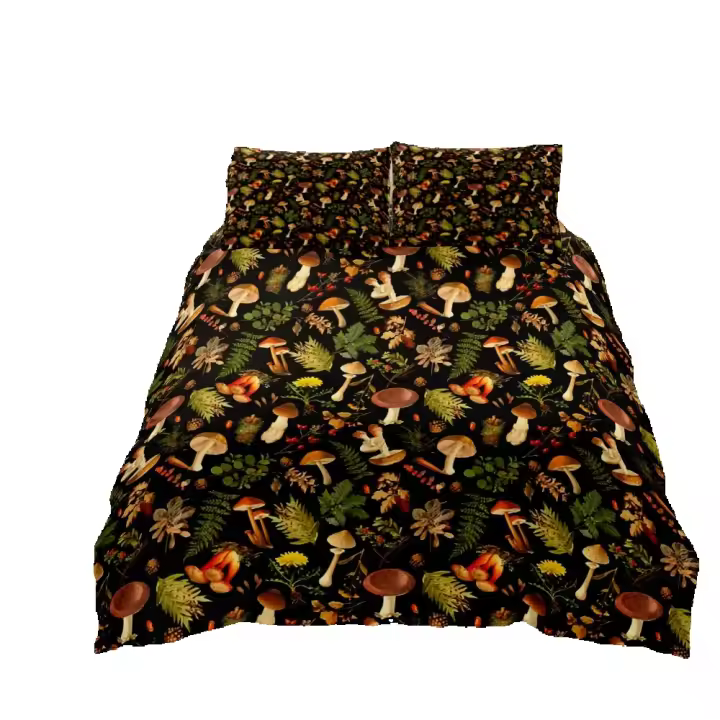 2025 Chic seta ilustración arte funda nórdica juego King Queen doble cama individual juego de ropa de cama niños - 1