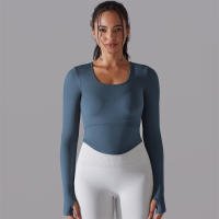 Camiseta de Yoga Sin Costuras para Mujer Deporte Top Largo Manga Larga Ropa de Gimnasio Camiseta de Correr para Entrenamiento Activo Vestimenta Ajustada Material Exterior Poliéster Temporada Primavera/Verano - details 15