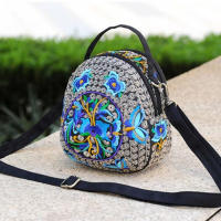 Mochila bordada con flores para mujer, bolsa de hombro de viaje, regalo Floral, Bohemia - details 5