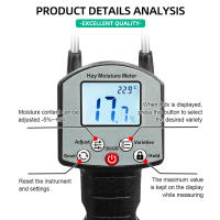 Medidor de humedad de heno portátil, pantalla retroiluminada, probador de humedad de pasto de paja de heno, higrómetro Digital de 0-80% para pasto de paja - details 2