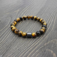 Ojos de tigre cuentas de piedra natural hechas a mano hombres hematita magnética accesorio pulseras para novio padre regalo - details 14