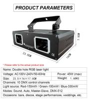 Proyector láser de escáner de línea de haz RGB de doble lente para discoteca, lámpara DMX512, adecuado para discoteca, DJ, fiesta, boda, bar, luz de escenario - details 2