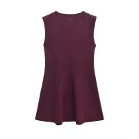 High Street Women Burgund Skater Knit Mini Dresses Round Neck Asymmetric Sleeve With Pleats A-line Dress Spring 2025 Vestidos - details 13
