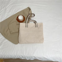 Bolso de mano tejido de paja para mujer, elegante, informal, con asa superior, Retro, a la moda - details 25