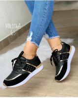 Women Sneakers Platform Shoes Leather Patchwork Casual Sport Shoes Ladies Outdoor Running Vulcanized Shoes Zapatillas Mujer - details 3