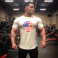 Gym Sport T Shirt Summer Brearhable Absorb Sweat Cotton Shirt Men Workout Fitness Tops Man Casual Fashion Short Sleeve Print Top - details 12