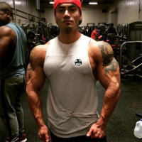Men Casual Sport Cotton Tank Tops Summer Breathable Sleeveless 0-Neck Solid Print Loose T-Shirts Gym Bodybuilding Fitness Vests - details 15