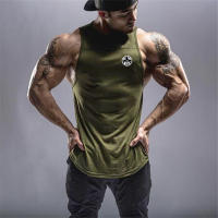 Men Casual Sport Cotton Tank Tops Summer Breathable Sleeveless 0-Neck Solid Print Loose T-Shirts Gym Bodybuilding Fitness Vests - details 10
