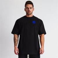 Gym New Oversized Classic Casual Trend T-shirt Mens Short Sleeve Fitness Training Summer Breathable Loose Bodybuilding Tops Tees - details 2