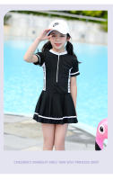 Traje de Baño de Estilo Deportivo para Niñas Manga Corta, Secado Rápido, Perfecto para Entrenamiento de Natación en Primaria - details 9