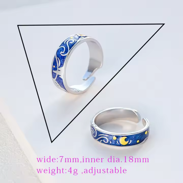 ZhongT-Anillo de Plata de Ley 925 con borla de Luna para mujer, sortija de moda, venta al por mayor - 1