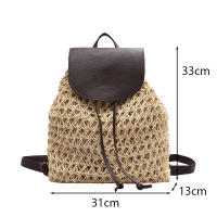 Mochila con cordón para mujer, bolso de paja a la moda, bolso de hombro de viaje de gran capacidad, para playa y verano - details 16