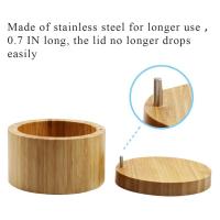 Caja de condimentos de bambú con cuchara, cubierta giratoria, olla de condimentos de bambú, succión magnética, caja de sal de celda única - details 6