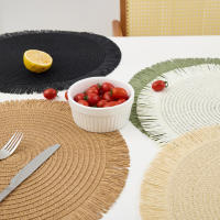 Mantel de Papel Tejido Minimalista con Flecos Posavasos Decorativos para Mesa de Cena Redondo con Aislamiento Térmico - details 6