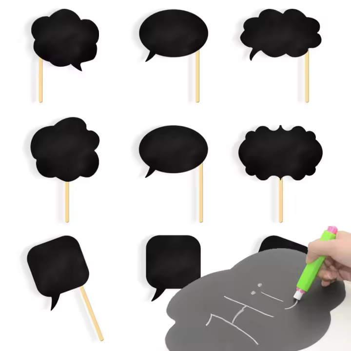 Accesorios de cabina de fotos DIY, 10 piezas, bigote en un palo, pizarra negra para boda, fiesta de cumpleaños - 1