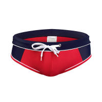 Jessborn calzoncillos de natación para hombre, bañador profesional de cintura baja con bloqueo de color a la moda, entrenamiento de primavera caliente en la playa - details 7