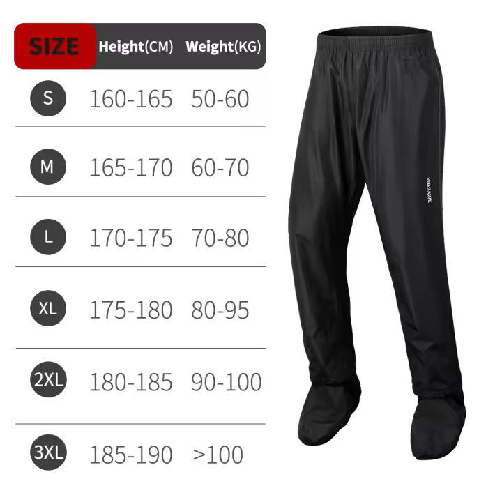Pantalones de Lluvia para Motocicleta WOSAWE Impermeables, Secado Rápido, Ajuste Recto, Cintura Elástica para Hiking, Camping, Trekking - 1
