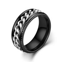 Anillo giratorio de 8mm a la moda para hombres y mujeres cadena cubana de acero inoxidable Spinner banda antiestrés anillos de ansiedad regalos de joyería - details 7