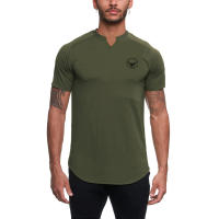 Summer Breathable Short Sleeve Quick Dry T-shirt Fashion V-neck Tops Men Fitness Gym Sport Shirt Outdoor Casual Hip Hop T-shirt - details 6