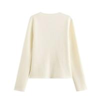 Autumn Women Asymmetrical Knit Cardigan Long Sleeve V Neck With Button Slim Knitwear Chic Lady Outfits - details 3