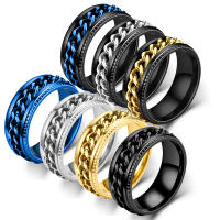 Anillo giratorio de 8mm a la moda para hombres y mujeres cadena cubana de acero inoxidable Spinner banda antiestrés anillos de ansiedad regalos de joyería - details 2