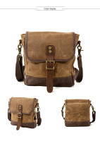 Bolso cruzado de cuero y lona con cera al óleo para hombre, bandolera estilo militar Vintage, informal, de viaje, Unisex, 2020 - details 5