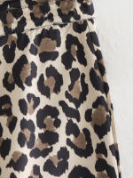 New 2024 Women Vintage Leopard Flared Pants Mid Waist Female Casual Trousers - details 6