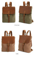 Mochila de viaje femenina retro de cuero de caballo loco estilo vintage con diseño de hombreras bolso de hombro de lona para mujeres - details 1