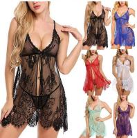 Camisón erótico de talla grande para mujer, ropa de dormir con cuello en V profundo, ropa interior Sexy transparente, camisón de malla de encaje, lencería, pijama sexual, camisa - details 0