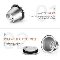 Cápsula de Café Reutilizable para Nespresso en Acero Inoxidable con Almohadilla y Anillo de Dosificación Refillable para Tazas de Espresso - details 4
