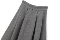High Street Women Mid Waist Box Pleat A-line Midi Skirt Office Lady Autumn Winter Elegant Skirts Gray faldas mujer - details 7