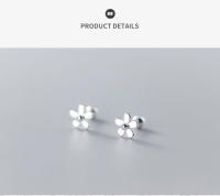 Flower Earrings Studs 925 Sterling Silver Fine Jewelry Minimalist Beautiful Stud Earrings For Women Silver 925 Korean - details 7