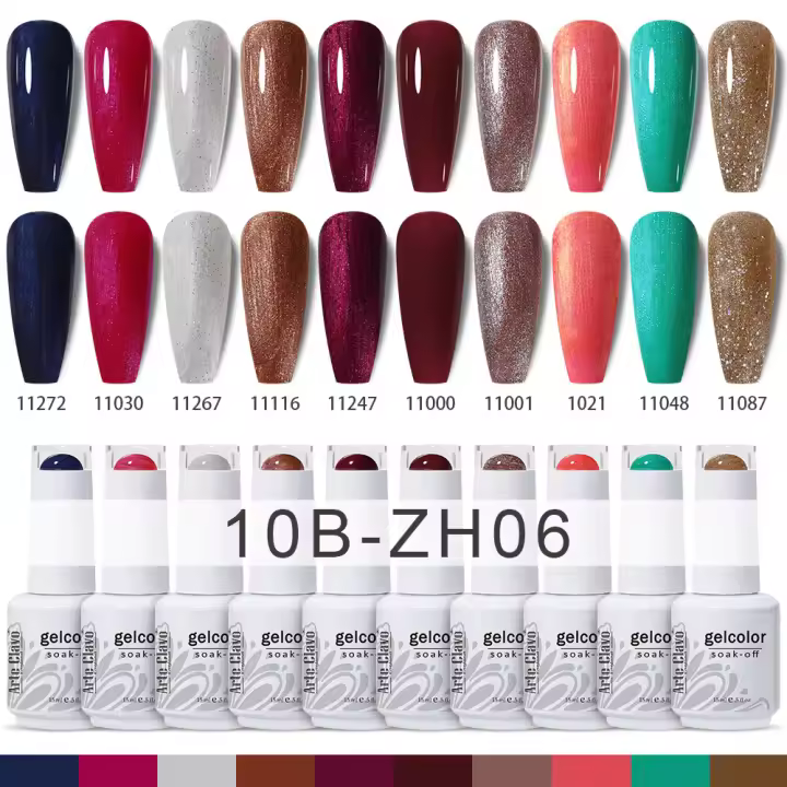 Arte Clavo-Juego de esmaltes en Gel para uñas, barniz híbrido semipermanente, lámpara UV, 10 colores - 1
