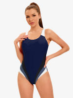 Trajes de baño mujer 2025 Traje de baño de una pieza Azul marino Deportivo Ropa de playa - details 2